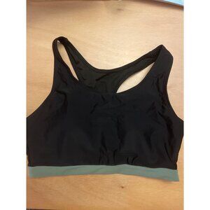 New Women’s Sports Bra Size Medium Removable Padding Black Army Green